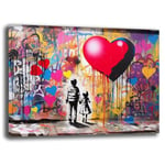 Tableau moderne cœur enfants Banksy Street Art peintures modernes salon mural XXL grande impression sur toile décoration murale décoration murale décoration de chambre à coucher cuisine (10, 30 x 40