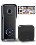 EUKI Wireless WiFi Video Doorbell Camera with Chime, 2K HD Smart Video Doorbell with Camera, Battery Operated, PIR Motion Detection, Night Vision, 2-Way Audio, Support SD Card & Cloud Storage