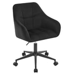 WOLTU Chaise Bureau, Chaise Coiffeuse, Fauteuil de Bureau Ergonomique, Chaise Pivotante, Siège Rembourré, Hauteur Réglable, Chaise Velours, Noir, BS145sz