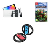 Nintendo Switch OLED White, PowerA Controller Charging Station & Minecraft Bundle, White