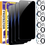 4 Pièces Protection Verre Trempé Pour Iphone 15 Ecran Anti Espion Vitre Accessoire Coque Amical 4 Pièces Protection Camera Objectif Arriere Appareil Photo 6,1 Pouces