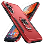 ANTSHARE for Samsung Galaxy A55 5G Case,Samsung A55 5G Phone Case with [1*Tempered Glass Screen Protector][10FT Military Fully Body Shockproof] 360 Rotatable Stand,Compatible with Samsung A55 5G Red