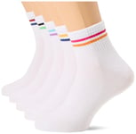 JACK & JONES Men's Jacbenjamin Short Tennis Socks Pack of 5, White/Pack: White, White, White, One Size