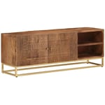 Meuble TV,Banc tv Moderne,Meuble de Rangement 110x30x40 cm bois massif de manguier et fer CFW867919