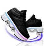 JYHGX Roller skates girls Automatic Walking Shoes Invisible Deformation Roller Shoes 2 in 1 Removable Pulley Skates Skating with Double Row Deform Wheel