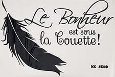 Sticker Le Bonheur est sous la Couette - Noir 50 x 75 cm