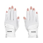 MAZEL Golf Gloves Women One Pair S M L XL, Open Fingers for Easy Touch Screen, Left Right Hand Leather Ladies Gloves Small Medium Large Extra Large (White Pair, XL)