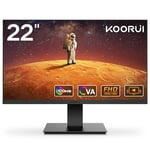 KOORUI Écran PC 22 Pouces avec Haut-Parleurs Intégrés, 100Hz, FHD 1080P,sans Cadre, HDMI, Inclinable, Protection des Yeux, Montage Mural VESA Noir