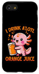 Coque pour iPhone SE (2020) / 7 / 8 Je bois du jus d'orange A'lotl Funny Axolotl Kawaii