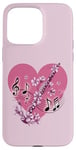 Coque pour iPhone 15 Pro Max J'aime la clarinette en cœur avec notes de clarinette