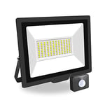 PICAA Projecteur LED Exterieur,1PCS 75W Projecteur Exterieur avec détecteur de mouvement, Spot LED Extérieur Puissant, Lumières d'inondation.pour jardin, Garage,Patio,Grange,Cour (Blanc Froid)