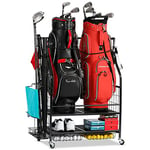 FHXZH Organiseur de Sac de Golf pour Garage - Support de Sac de Golf pour 2 Sacs de Golf et Clubs de Golf, balles de Golf, Accessoires d'équipement de Golf, Extra Large pour Garage, Club, abri de