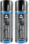 2 x AAB Compressed Gas Duster 400ml - Can of Compressed Air for Cleaning Comput