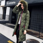 Down jacket winter Big Winter Coat Thickened Parka Women Stitching Slim Long Winter Coat Down Cotton Ladies Down Parka Down Jacket Women M Armygreen