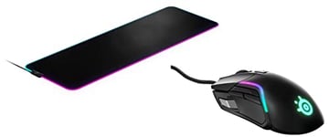 Steelseries Rival 5 - Souris de Jeu - Capteur Optique Truemove Air de 18 000 Cpi - 9 Boutons Programmables & QcK Prism Cloth - Tapis de souris de jeu - Illumination RVB 2 zones - Taille XL (900x300mm)