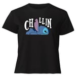 Disney Lilo And Stitch Chillin Women's Cropped T-Shirt - Black - XXL - Noir