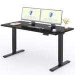 FLEXISPOT 2 Moteurs Bureau Assis Debout 140x80 Une Pièce, Bureau Debout électrique avec Panneau à Fonctions Mémoires, Bureau Réglable en Hauteur Électrique, Charge 100kg, Noir+Noir