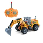 XIAOKEKE Remote Control RC Construction Bulldozer Toy Tractor Truck Front Loader Excavator Vehicle 5 Channel Full Functional Radio Controlled Toys Digger for Kids Boys Ages 3+ Lights,B