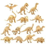 Figurines De Dinosaures En Plastique Doré, 14 Pièces, Mini Figurines Réalistes, Ensemble De Jouets Éducatifs Pour Enfants