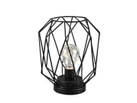 meineWunschleuchte Lampe de table LED NARDA lattice black matt, à piles SP1CAGEB17 Lampe de table à piles