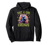 Aesthetic Floral Just A Girl Who Loves Crows Pullover Hoodie