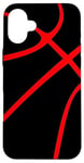 Coque pour iPhone 16 Plus Ballon de basket sport noir et rouge