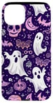 Coque pour iPhone 15 Plus Violet Pop Art Géométrique Mignon Fantôme Spooky Pastel Goth Rétro