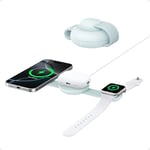 Anker Station de Recharge sans Fil 3-en-1 Compatible MagSafe, Chargeur Induction certifié Qi2 MagGo 15 W, Chargeur de Voyage Pliable, iPhone 15/14/13/12, AirPods, Apple Watch (Chargeur USB-C Inclus)