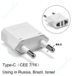 Adaptateur secteur de voyage pour prise européenne,convertisseur électrique,prise de chargeur,Japon,Chine,États-Unis vers UE,US,AU,KR - Type EU 4.0mm White-1pcs