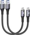 2Pack USB C Câble 20CM/0.2M Type C Câble Android Auto 3.1 Gen2 USB A à C 3.1A Charge rapide Câble de transfert de données de synchronisation 10Gbit/s pour Samsung Galaxy S23 S22 S21 Note 20