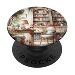 Bibliothèque esthétique vintage aquarelle, étagère à livres PopSockets PopGrip Adhésif