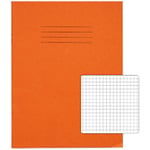 Rhino Exercise Book 226 x 178mm Squared 5 mm Stapled Side Bound Manila Soft Cover Orange Not perforated 48 Pages Pack of 100