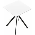 Table salle à manger cuisine pour 2 personnes mdf et métal 60 cm x 60 cm blanc