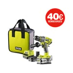 Perceuse-visseuse à percussion RYOBI Brushless One+ - 1 batterie 5.0 Ah - 1 batterie 2.0 Ah - 1 chargeur rapide R18PD7-252S