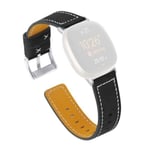 Fitbit Sense / Versa 3 kudonta aitoa nahkaa kellon nauha - Musta Black