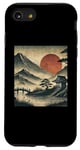 Coque pour iPhone SE (2020) / 7 / 8 Village japonais vintage jardin vue montagne paysage soleil