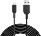 cable iPhone, PowerLine II Câble Lightning vers USB résistant certifié MFi pour iPhone XS/XS Max/XR/X/8/8 Plus/SE/7/7 Plus/6s/6/6 Plus/5S/5/iPad Pro(Noir, 3m)