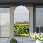 MirrorOutlet The Arcus - Black Framed Modern Full Length Arched Leaner Wall Garden Mirror 79" X 39" (200CM X 100CM) Silver Mirror Glass with Black All weather Backing.