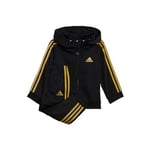 adidas Essentials Shiny Hooded Tracksuit Survêtement à capuche unisexe pour bébé, noir, doré, 9 mois