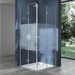 Paroi de douche pliable 80x100 porte de douche pliante avec bande opaque Ravenna26MS cabine de douche avec receveur de douche 80x100x195cm