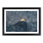 Big Box Art Moon Behind The Mountains in Canada Painting Framed Wall Art Picture Print Ready to Hang, Black A2 (62 x 45 cm)