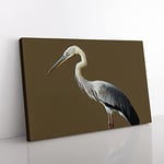 A Head Turning Heron Bird Canvas Wall Art Print Ready to Hang, Framed Picture for Living Room Bedroom Home Office Décor, 76x50 cm (30x20 Inch)