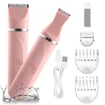 Rechargeable Rasoir Electrique Femme,2 en 1 Rasoir Femme Electrique,Sans douleur Tondeuse Femme Intime & Tondeuse Bikini,Lames en céramique,IPX7 utilisation humide et sèche