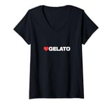 Womens LOVE GELATO, Minimalist Aesthetic, Like Heart Gelato V-Neck T-Shirt