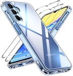 ivoler Anti-Jaunissement HD Clair Coque pour Samsung Galaxy A15 4G / A15 5G avec 2 Pièces Verre Trempé, [Protection Militaire] Transparente Étui de Protection Antichoc Mince Bumper Housse