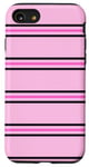 Coque pour iPhone SE (2020) / 7 / 8 Rose et bleu marine rayé girly esthétique Preppy Stripe