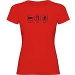 K KRUSKIS - T Shirt Velo Sleep Eat and Bike Manche Courte Femme - L, Rouge