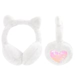 Ear Muffs Kids Winter Girls Earmuffs Cute Unicorn Cat Fluffy Ear Warmer Childrens Plush Thermal Furry Ear Covers Windproof Soft Headband Outdoor Sports Faux Fur Ski Cycling Headwear, (White Cat)