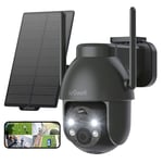 ieGeek 2K Camera Surveillance WiFi Exterieure sans Fil - 360° PTZ Camera Exterieur sans Fil Solaire Vision Nocturne Couleur, Détection Humaine PIR, Audio Bidirectionnel (Noir)