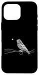 Coque pour iPhone 16 Pro Max Line Art Oiseau et Ornithologue Pin Siskin